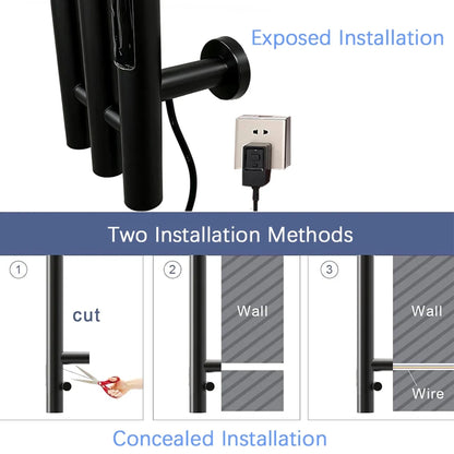 Heated Towel Rack Wall Mount Bathroom Electric Rail With Digital Control And Secure Hooks 304 Stainless Steel Design - Image 6