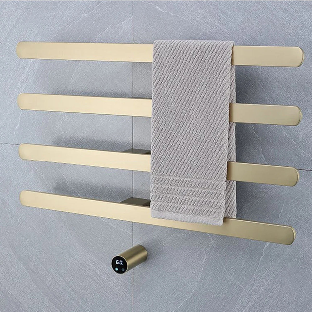 Heated Towel Rack With Digital Control Bathroom Dryer Rail Warmer With 4 Bars Wall-Mounted Radiator - Image 3