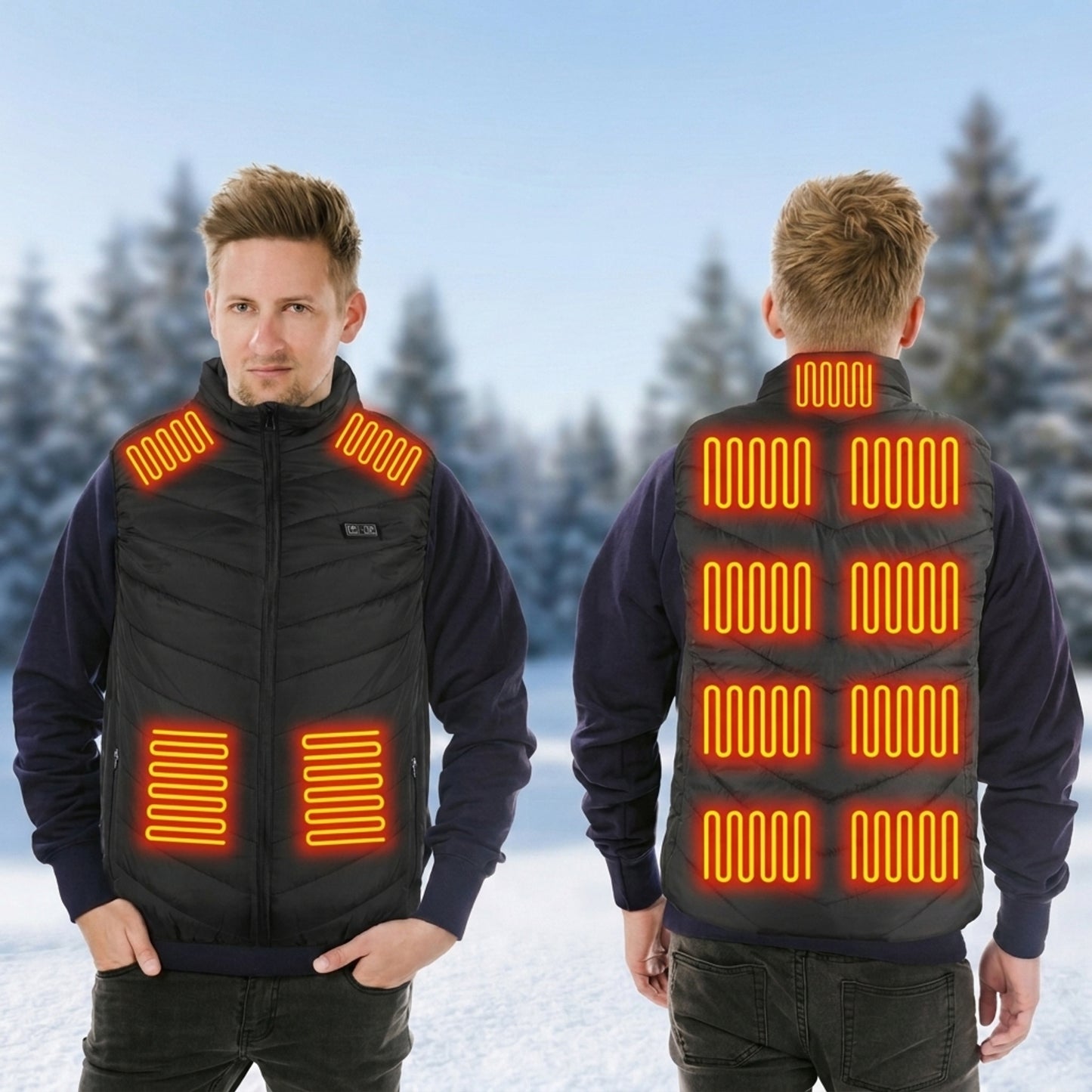 Heated Vest For Men With USB Rechargeable Battery Powered Puffer Stand Collar - Image 1