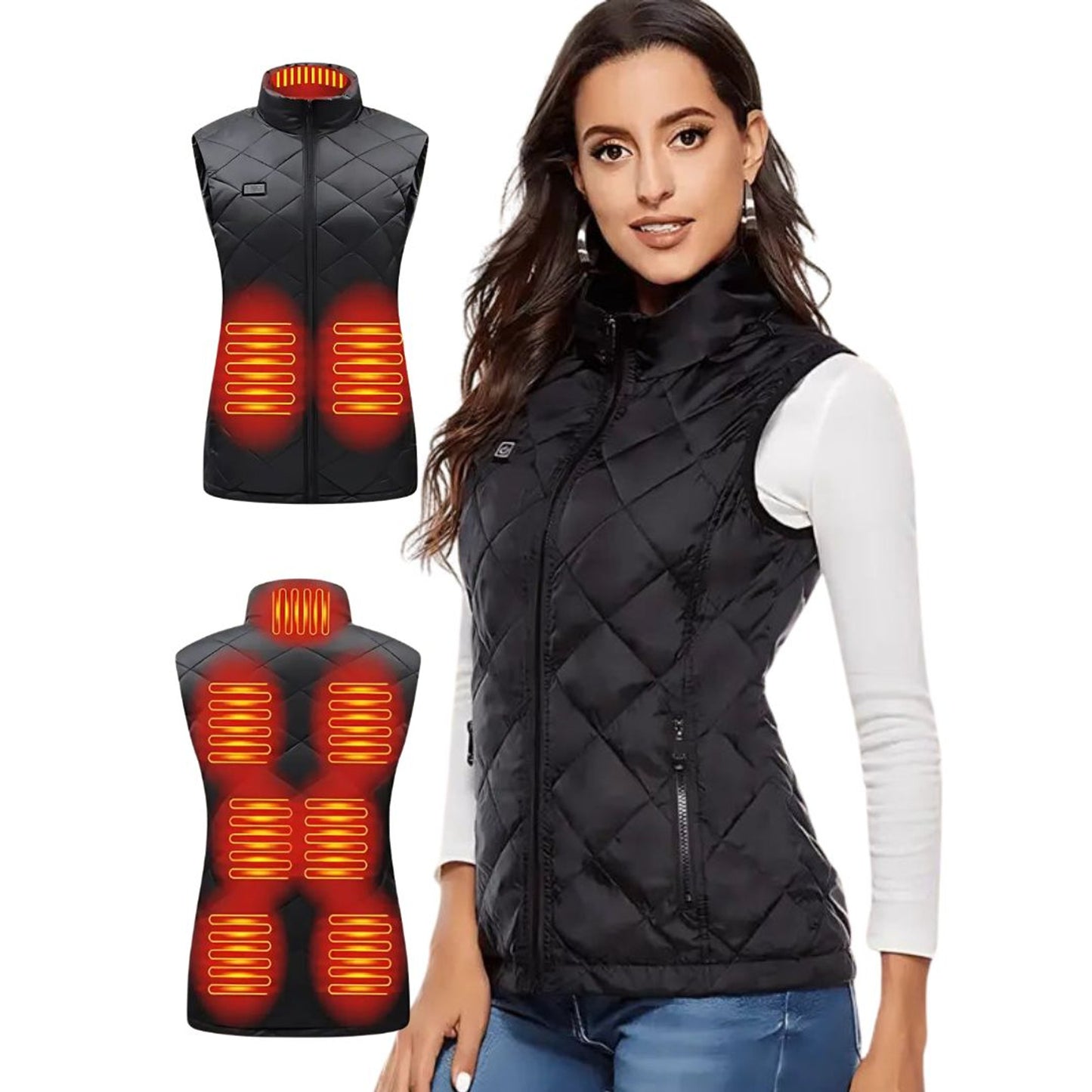 Heated Vest Women For With USB Rechargeable Battery Powered Electric Quilted Slim Fit - Image 1