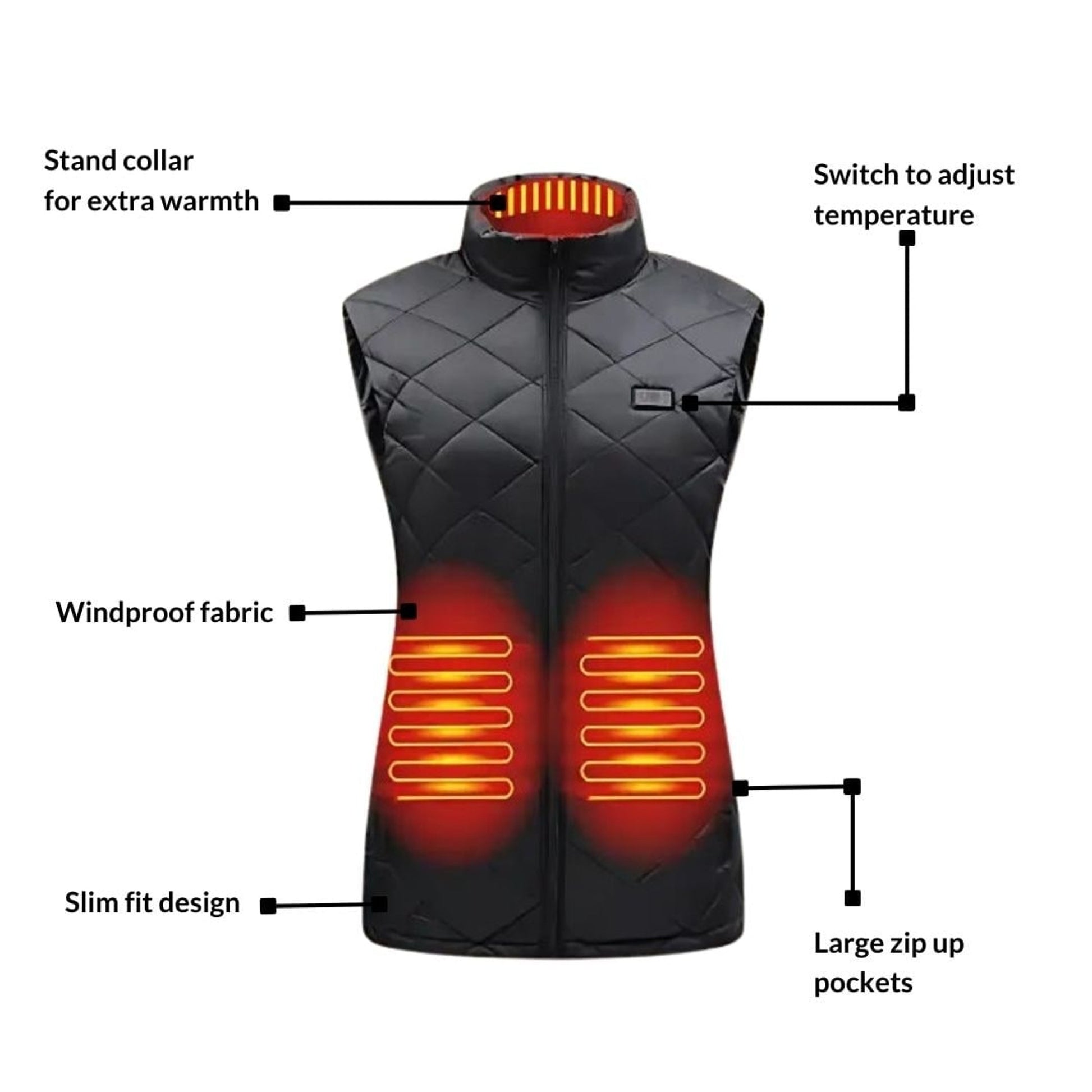 Heated Vest Women For With USB Rechargeable Battery Powered Electric Quilted Slim Fit - Image 4