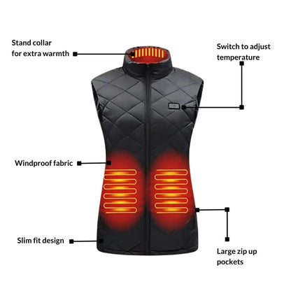 Heated Vest Women For With USB Rechargeable Battery Powered Electric Quilted Slim Fit - Image 4