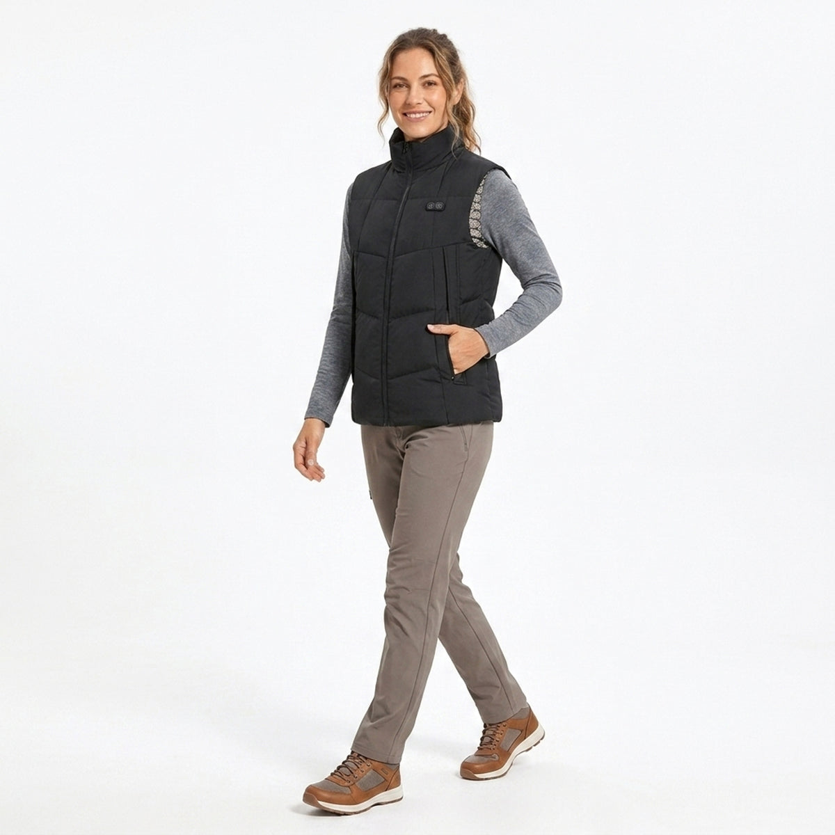 Heated Vest Women With USB Rechargeable Battery Powered Puffer Stand Collar - Image 2
