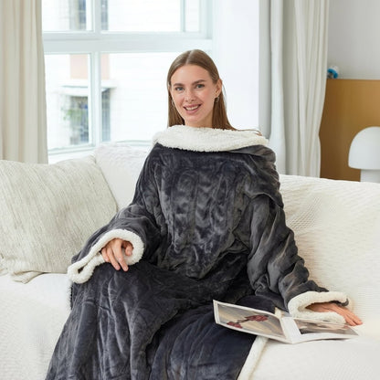Heated Wearable Blanket With Electric Heating Sleeves And Foot Pocket - Image 1