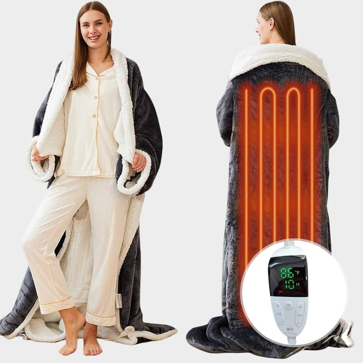 Heated Wearable Blanket With Electric Heating Sleeves And Foot Pocket - Image 4