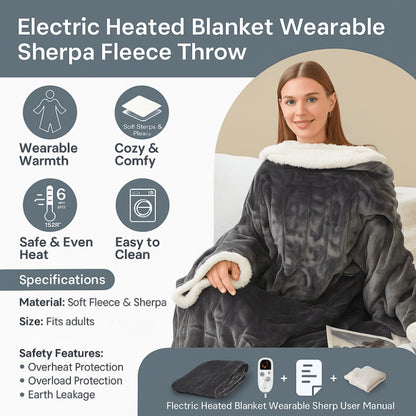 Heated Wearable Blanket With Electric Heating Sleeves And Foot Pocket - Image 6