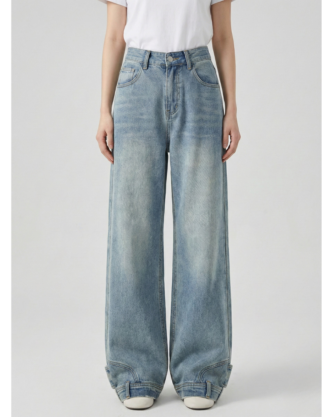 Women’s High-Waisted Wide-Leg Upside Down Style Denim Jeans