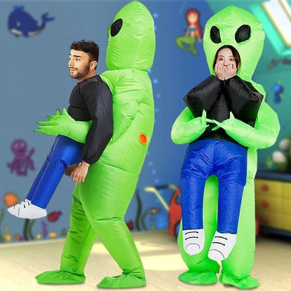 Inflatable Alien Costume Halloween Full Body Green Abduction Faux Legs - Image 1