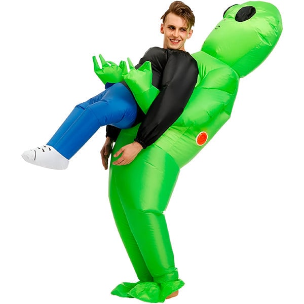 Inflatable Alien Costume Halloween Full Body Green Abduction Faux Legs - Image 2