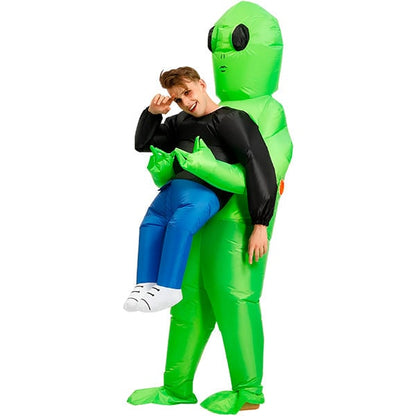 Inflatable Alien Costume Halloween Full Body Green Abduction Faux Legs - Image 3