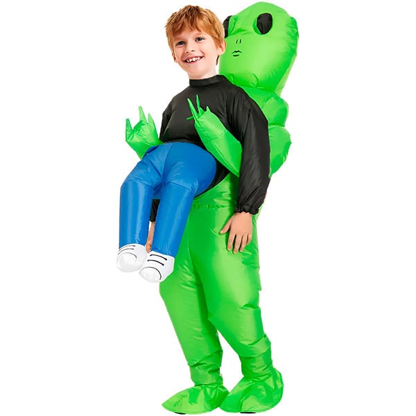 Inflatable Alien Costume Halloween Full Body Green Abduction Faux Legs - Image 9