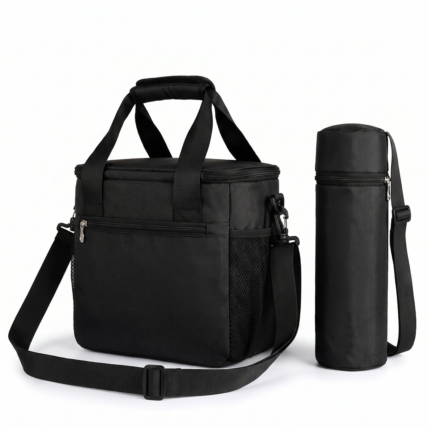 Lunch Bag for Work Cooler Insulated Black Shoulder Strap - angle