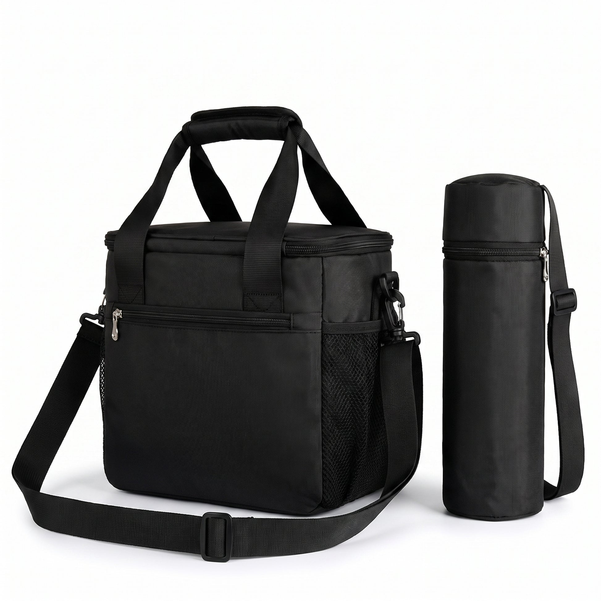 Lunch Bag for Work Cooler Insulated Black Shoulder Strap - angle