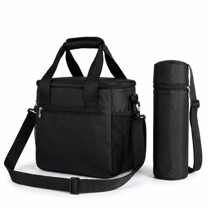 Lunch Bag for Work Cooler Insulated Black Shoulder Strap - angle