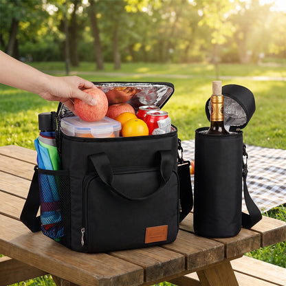 Lunch Bag for Work Cooler Insulated Black Shoulder Strap - hero