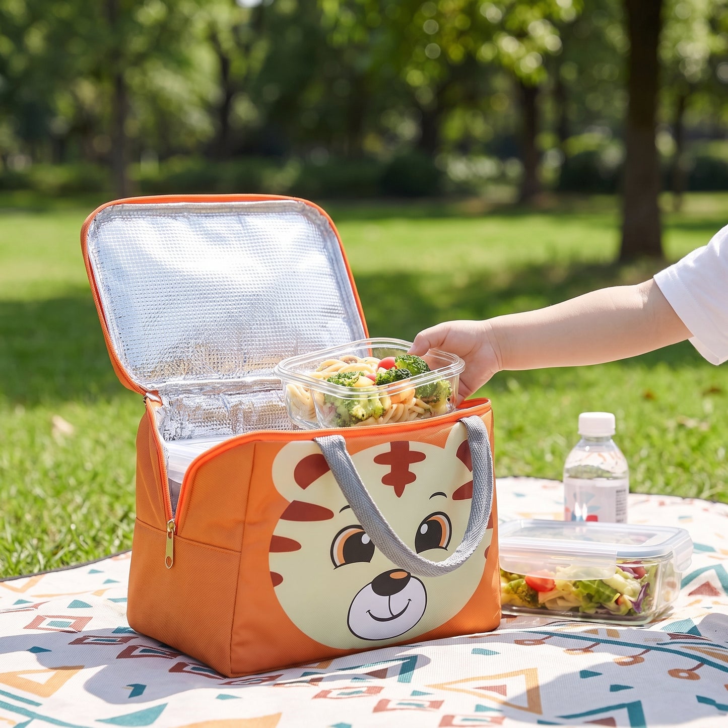 Lunch Bag Cooler Portable Insulated Cartoon Animal Design - in-use