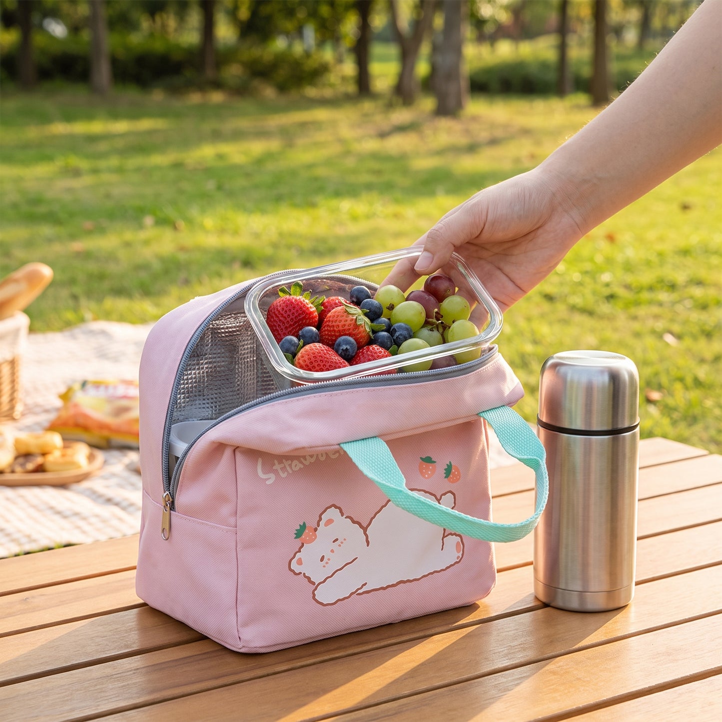Lunch Bag Insulated Portable Cooler for Work - in-use