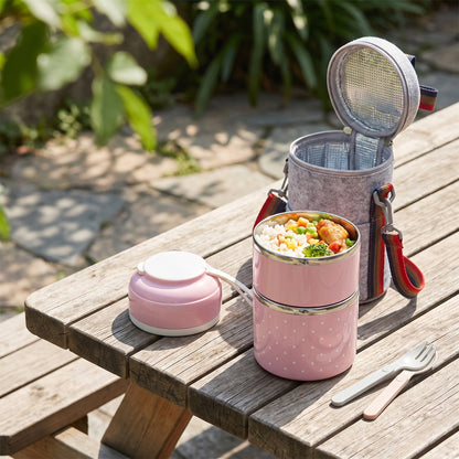 lunch box stainless steel insulated multi-tier food storage container - hero