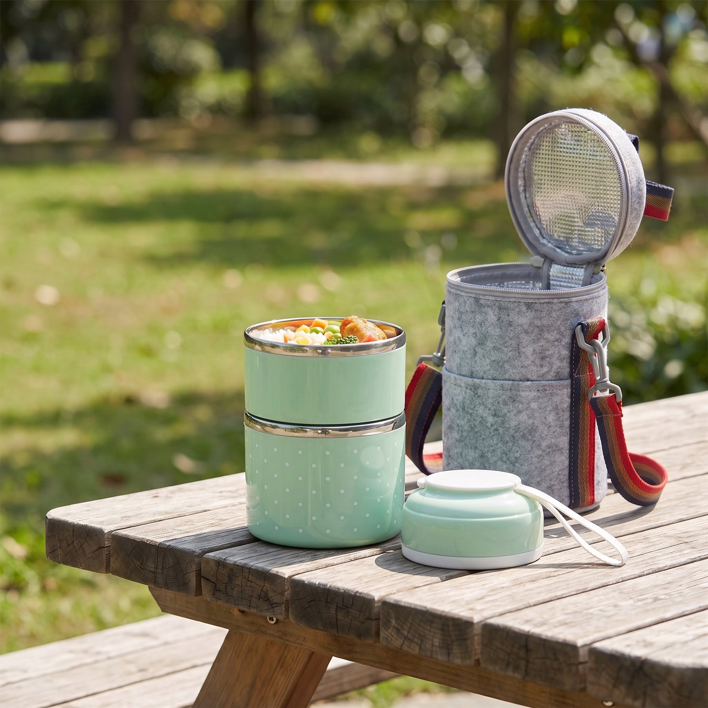 lunch box stainless steel insulated multi-tier food storage container - Image 17