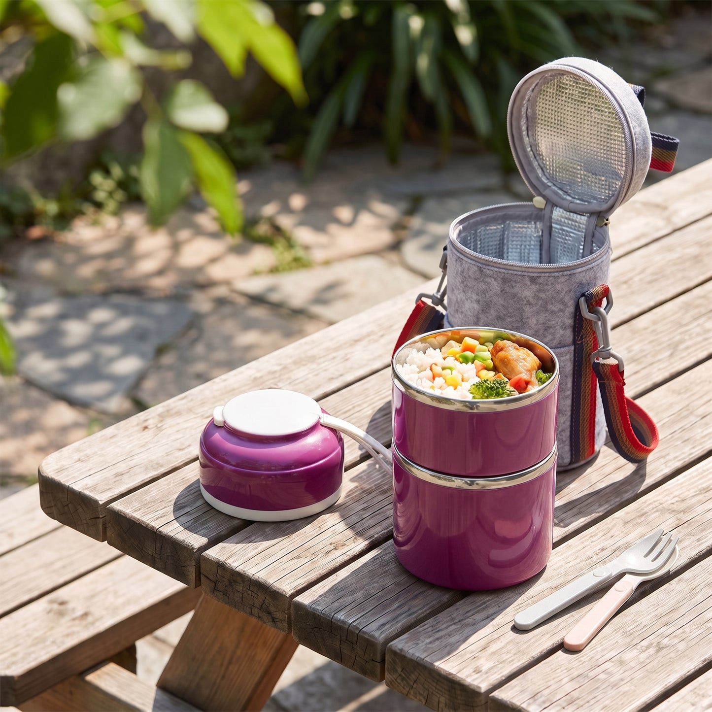 lunch box stainless steel insulated multi-tier food storage container - Image 2