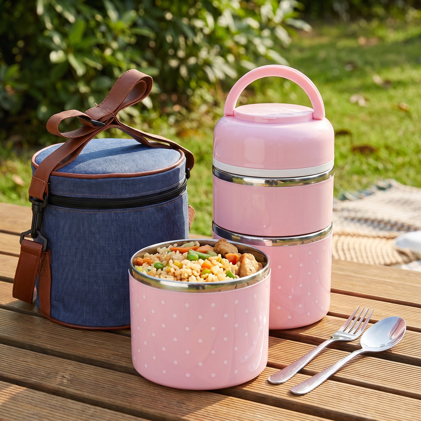 lunch box stainless steel insulated multi-tier food storage container - Image 3