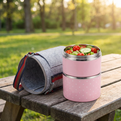 lunch box stainless steel insulated multi-tier food storage container - hero