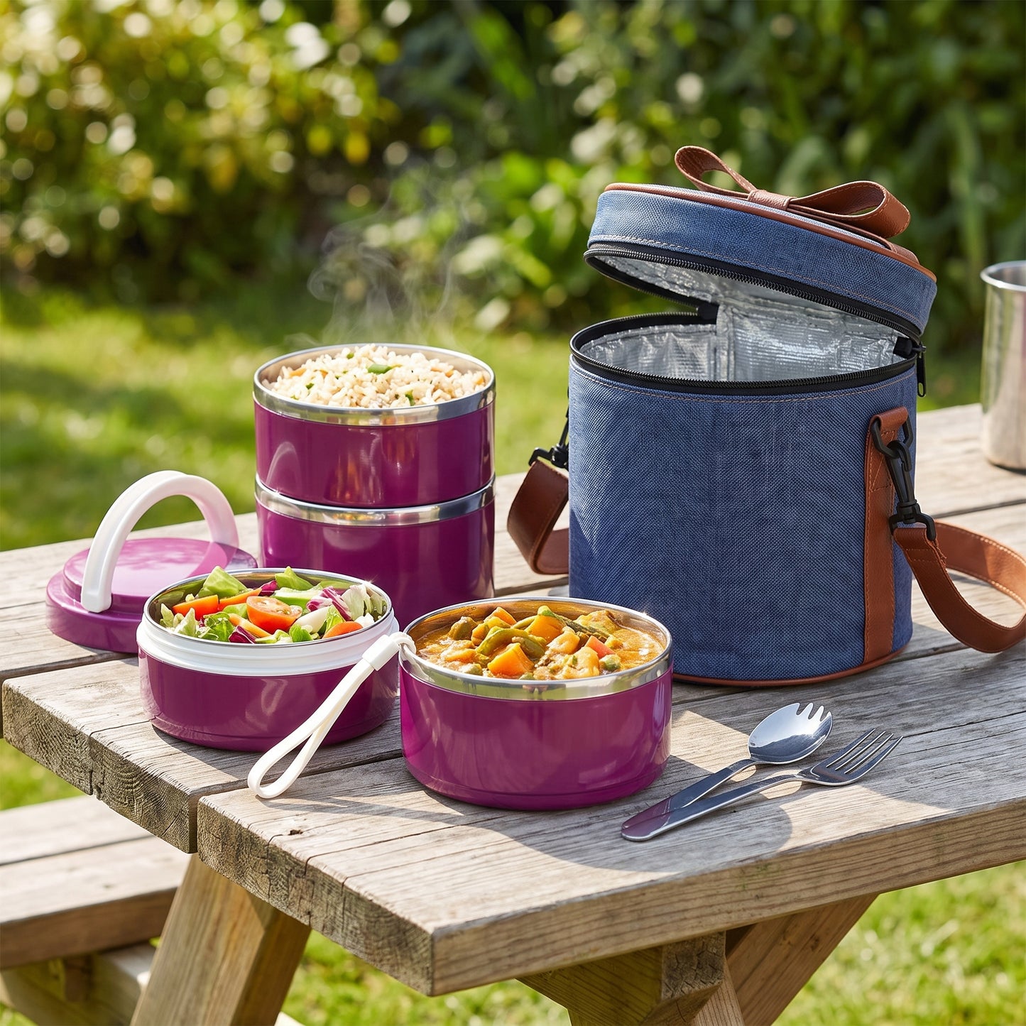 lunch box stainless steel insulated multi-tier food storage container - Image 7