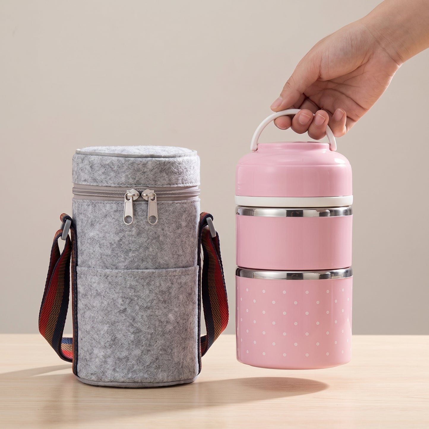 lunch box stainless steel insulated multi-tier food storage container - scale