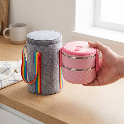 lunch box stainless steel insulated multi-tier food storage container - scale