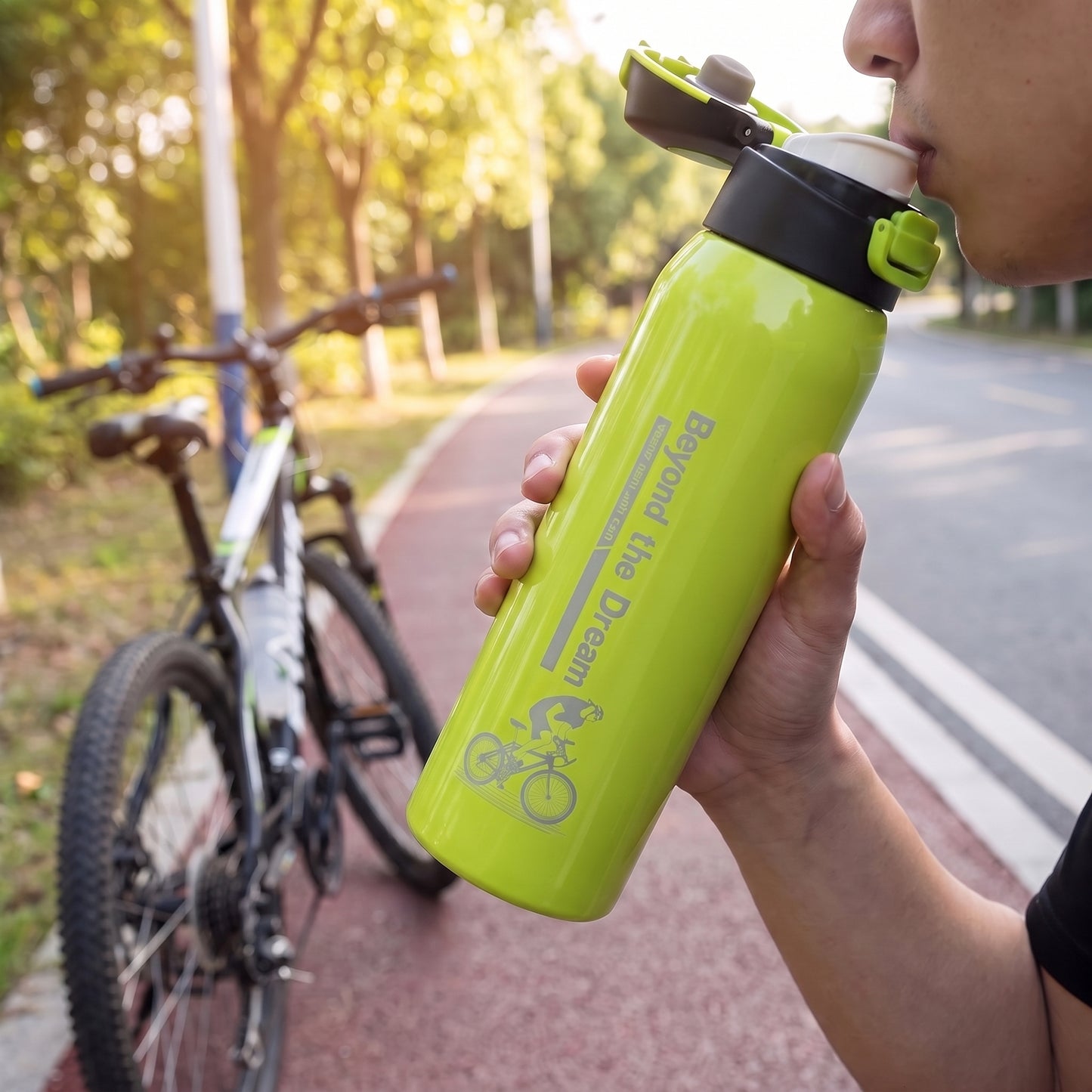 Water Bottle Insulated Sports Stainless Steel Flip Top - hero