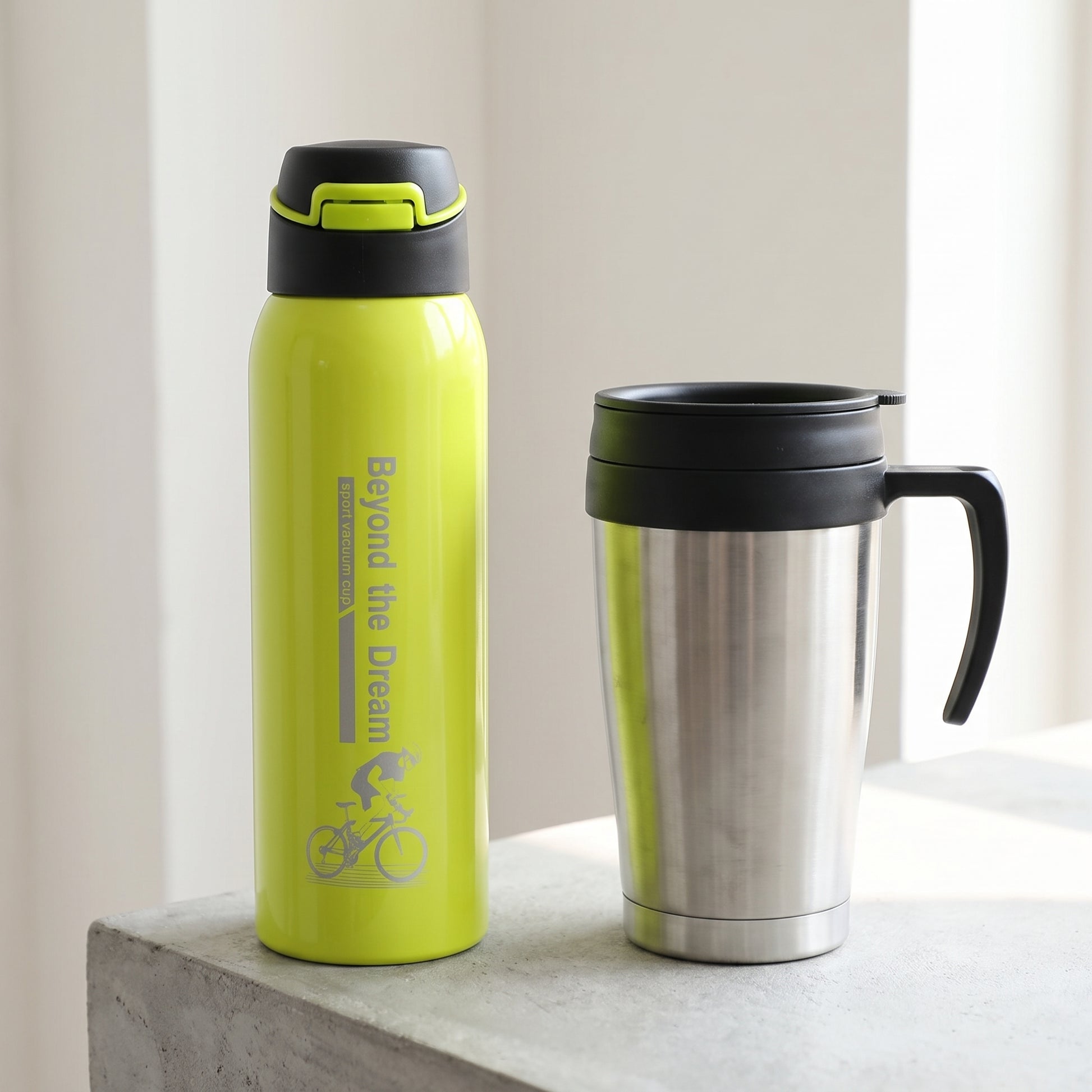 Water Bottle Insulated Sports Stainless Steel Flip Top - scale