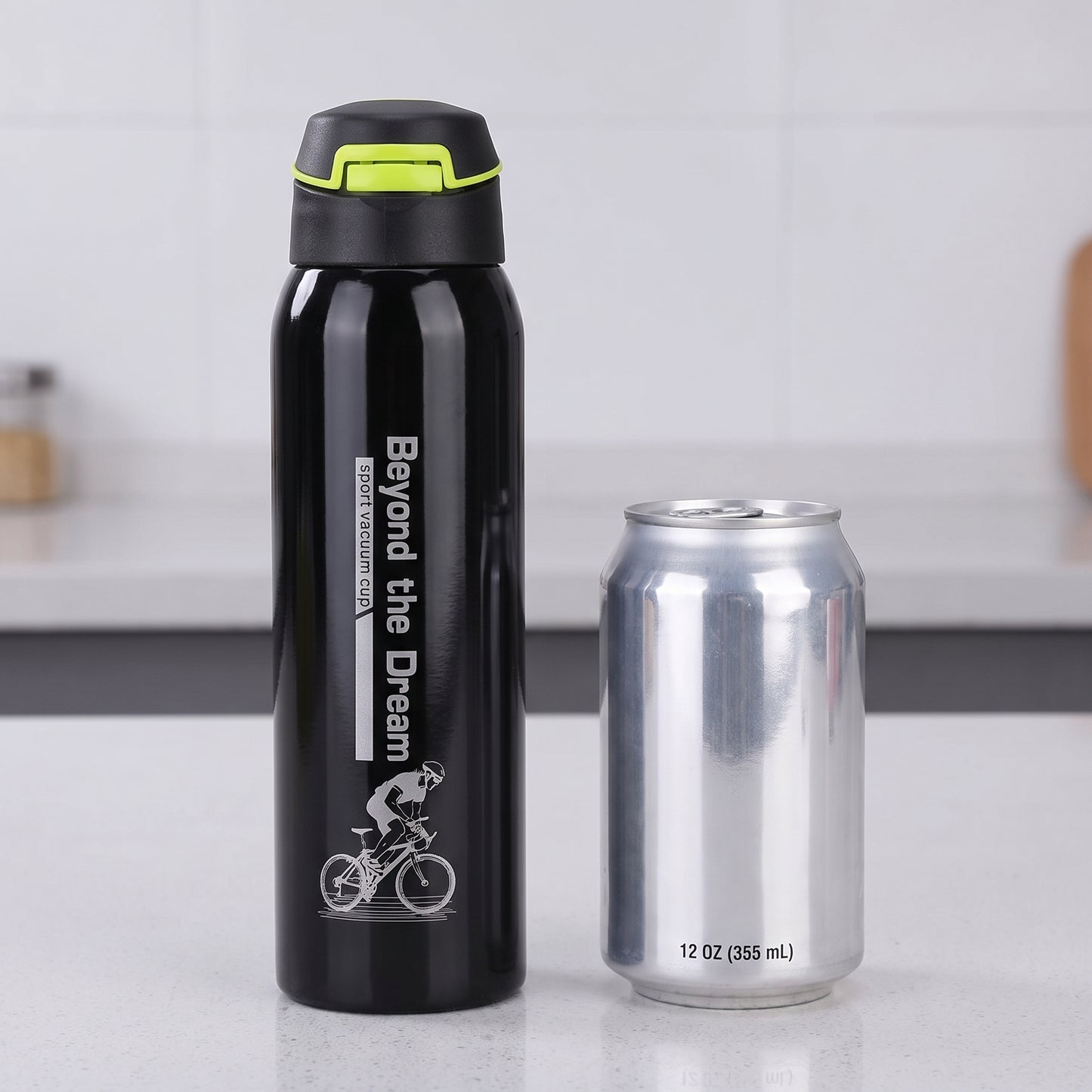Water Bottle Insulated Sports Stainless Steel Flip Top - scale