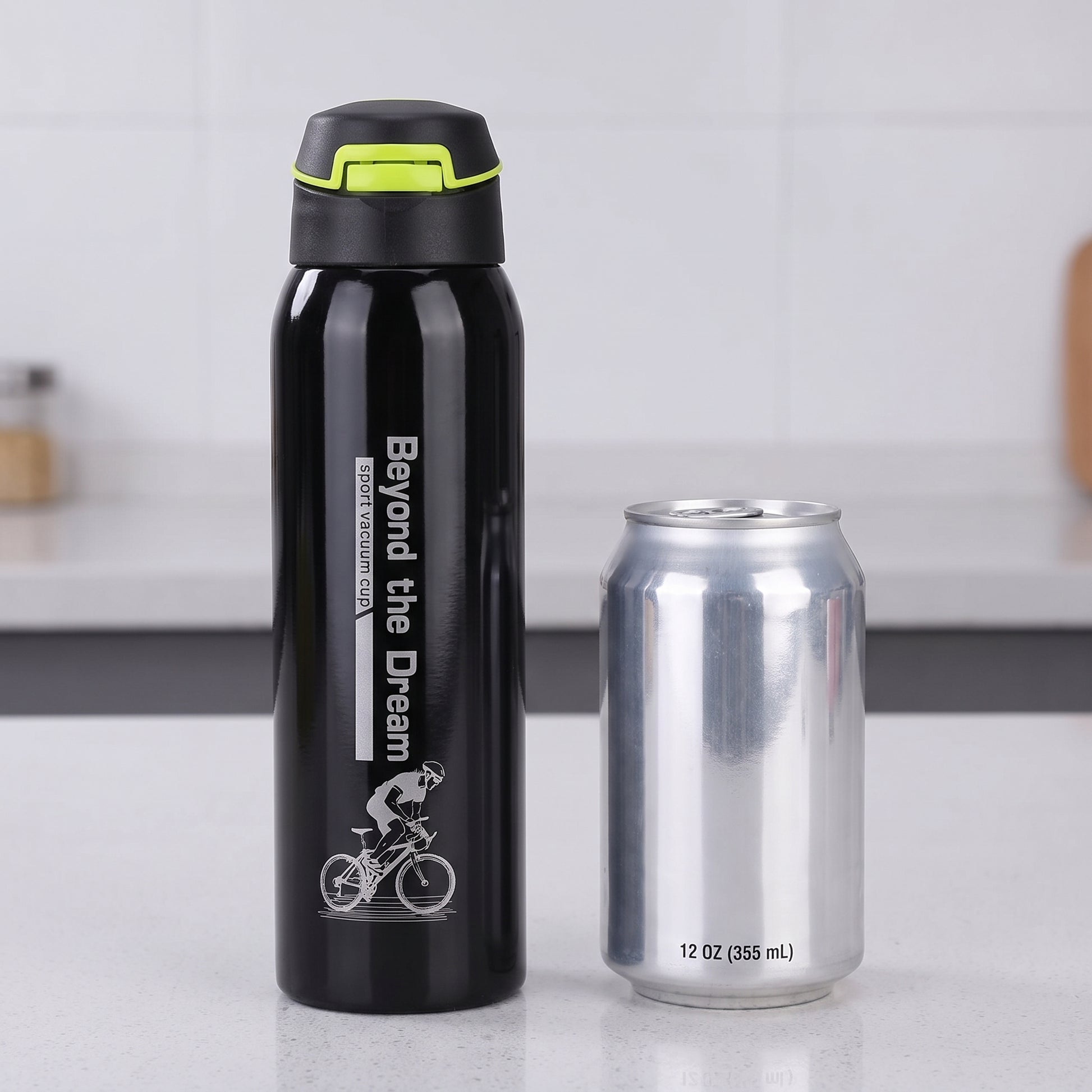 Water Bottle Insulated Sports Stainless Steel Flip Top - scale