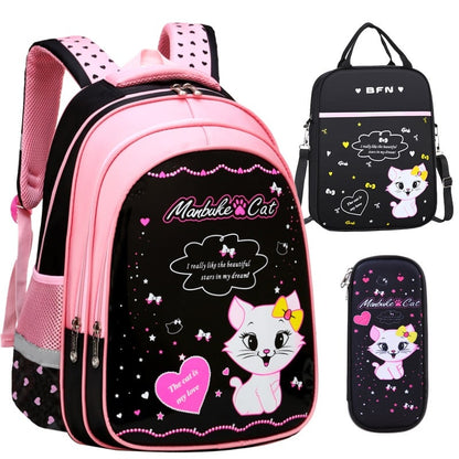 Kids Backpack Black Print Bag Cat Design - Image 17