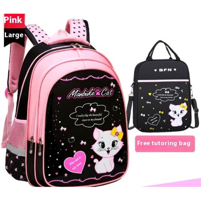 Kids Backpack Black Print Bag Cat Design - Image 3