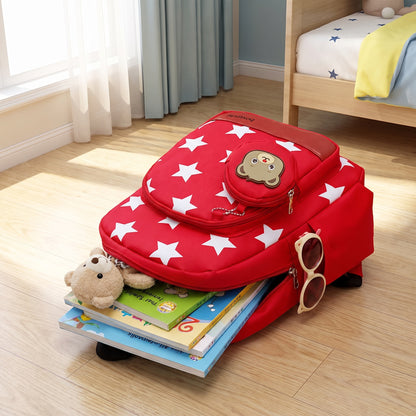 School Bag Kids Backpack Childrens Preschool Star Bear Pouch - in-use