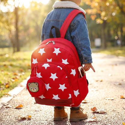 School Bag Kids Backpack Childrens Preschool Star Bear Pouch - in-use