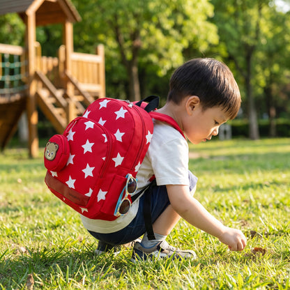 School Bag Kids Backpack Childrens Preschool Star Bear Pouch - in-use