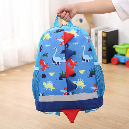 School Bag Kids Backpack Childrens Dinosaur Spikes Pocket - scale