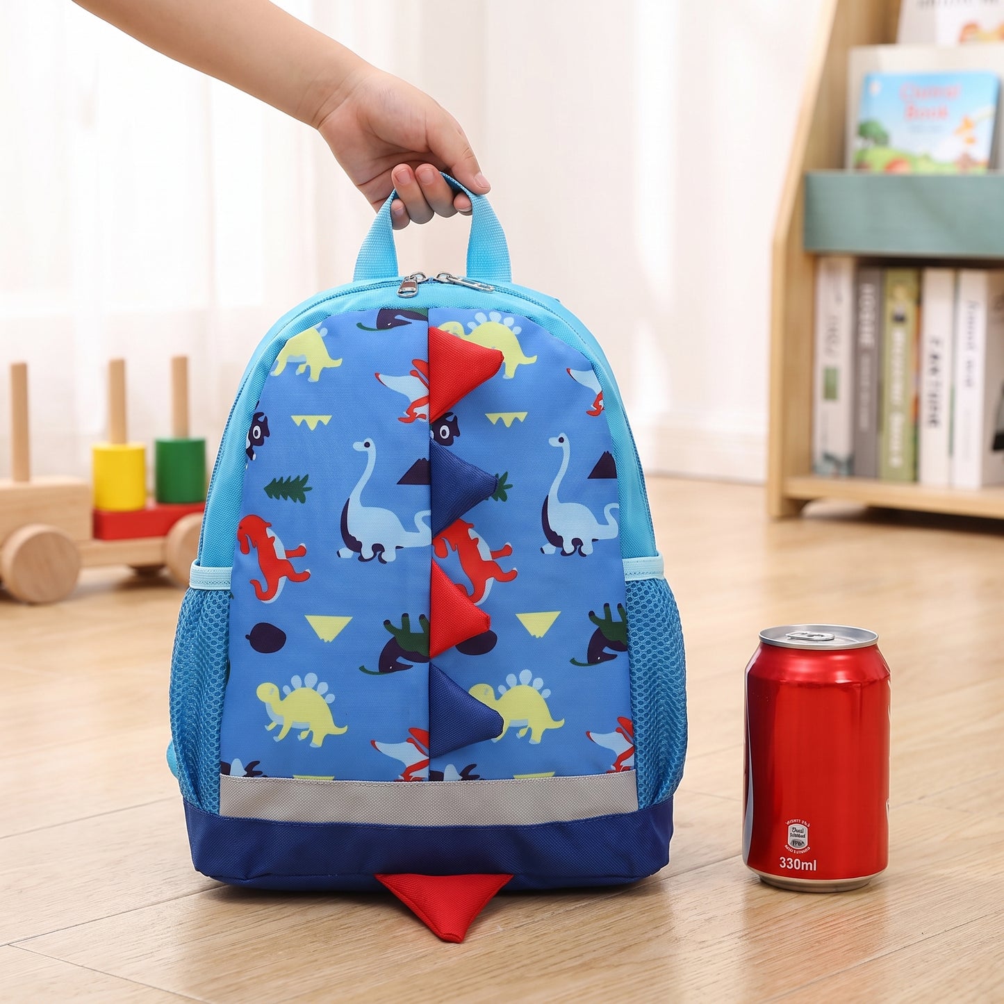 School Bag Kids Backpack Childrens Dinosaur Spikes Pocket - scale