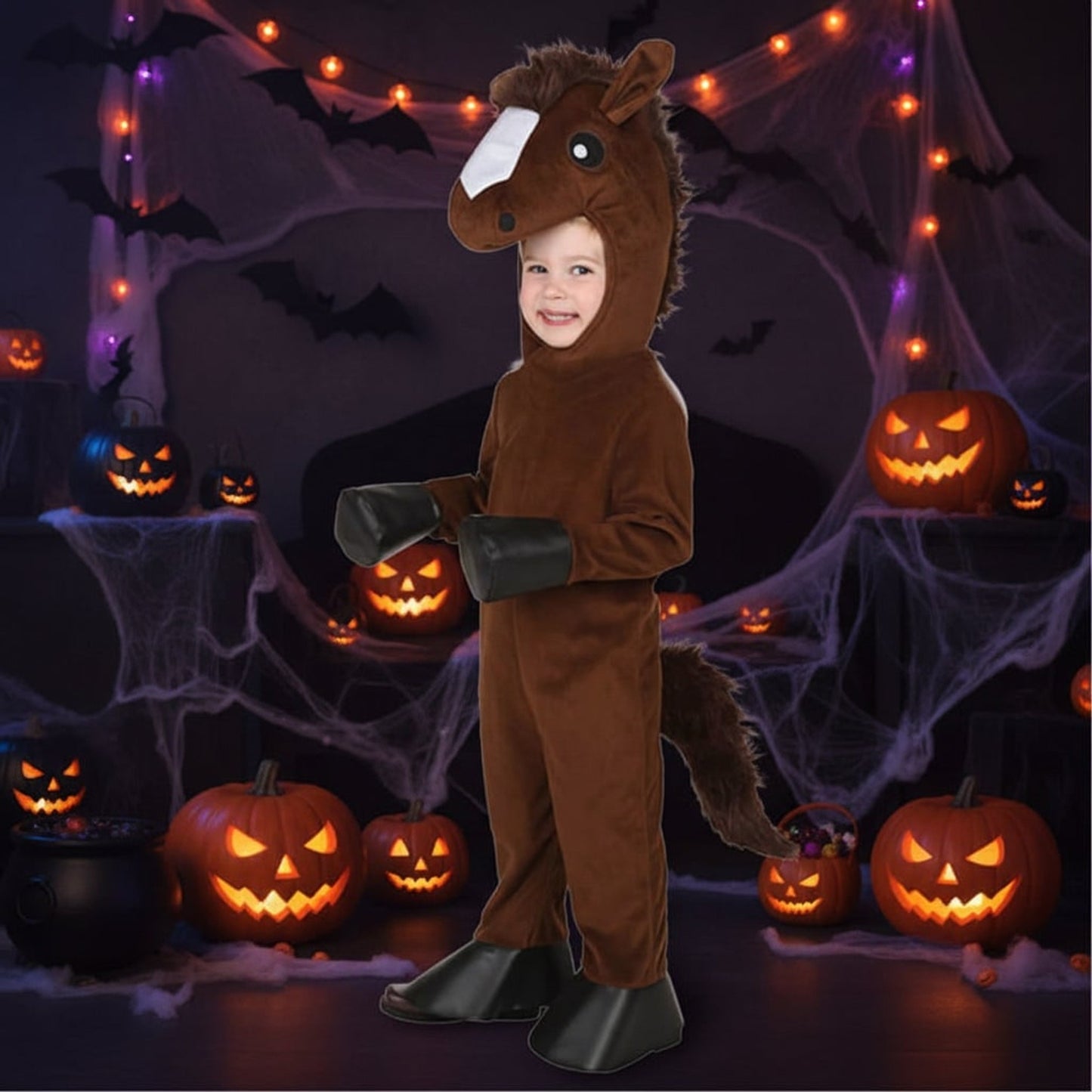 Kids' Halloween Costume Dinosaur Pirate Vampire Animal Plush Fleece Hood Mittens And Shoe Covers - Image 2