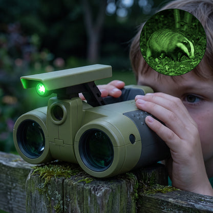 Night Vision Binoculars Childrens Outdoor Toy Compact Green Light - in-use
