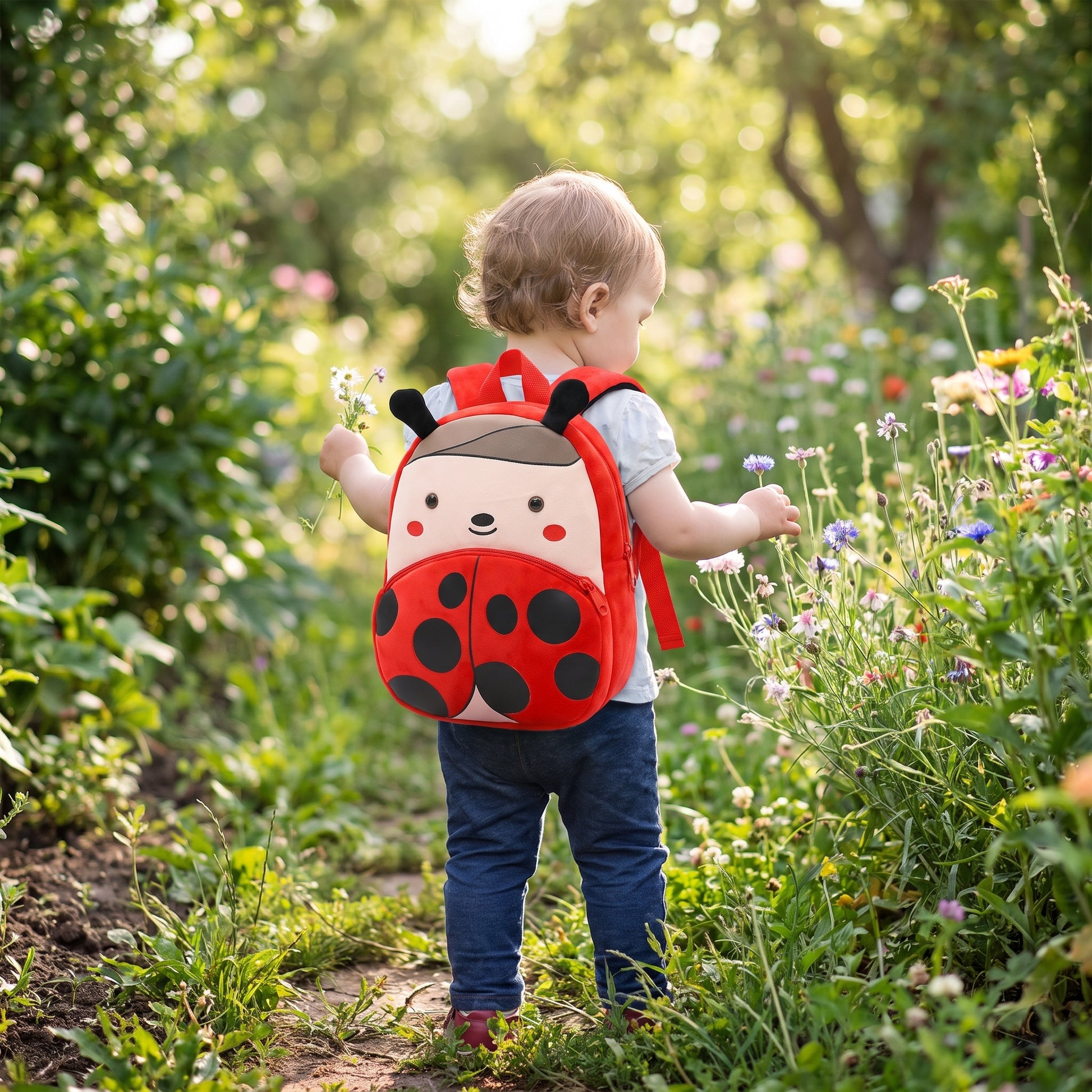 Kids Backpack Cartoon Cute Plush Small Zippered - in-use