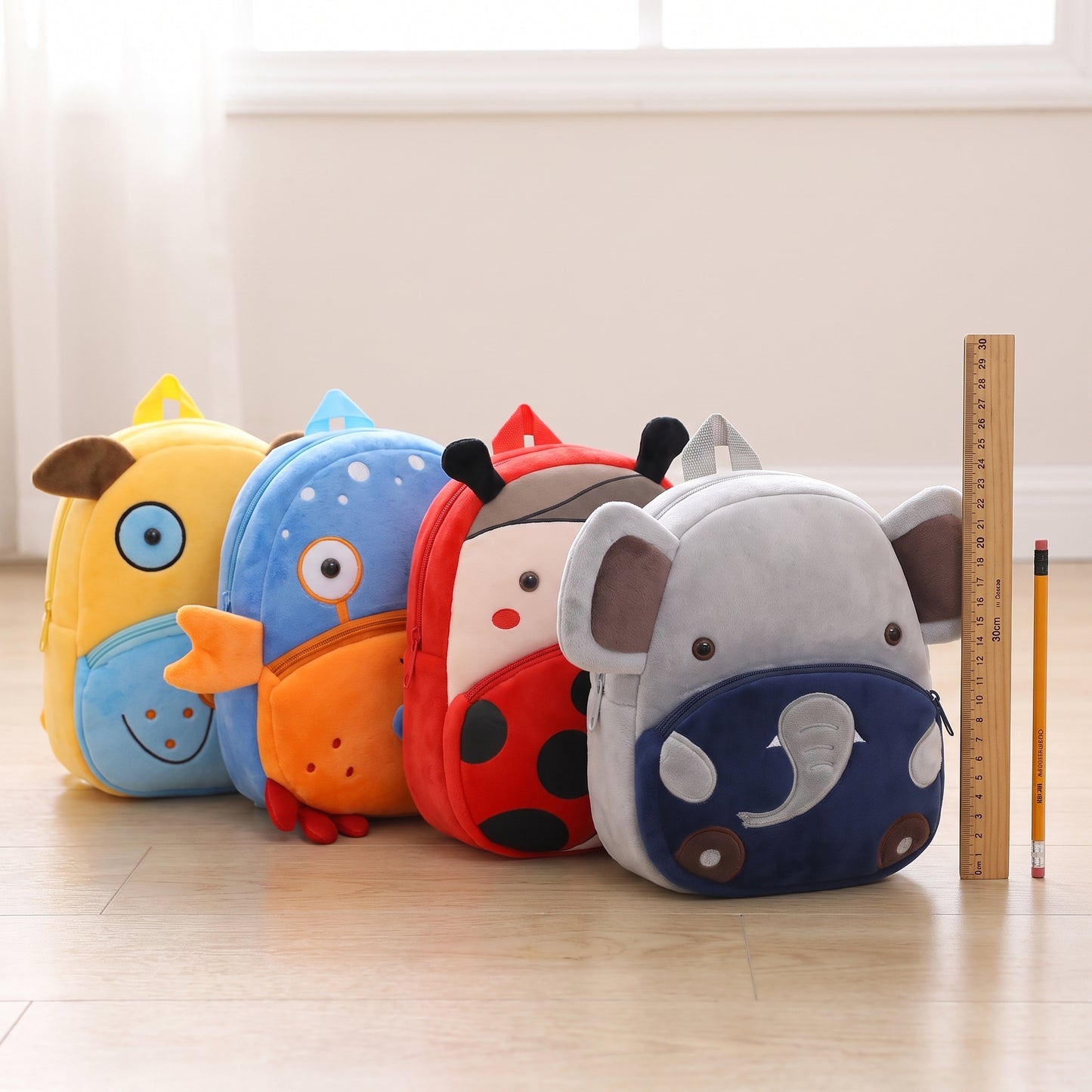 Kids Backpack Cartoon Cute Plush Small Zippered - scale
