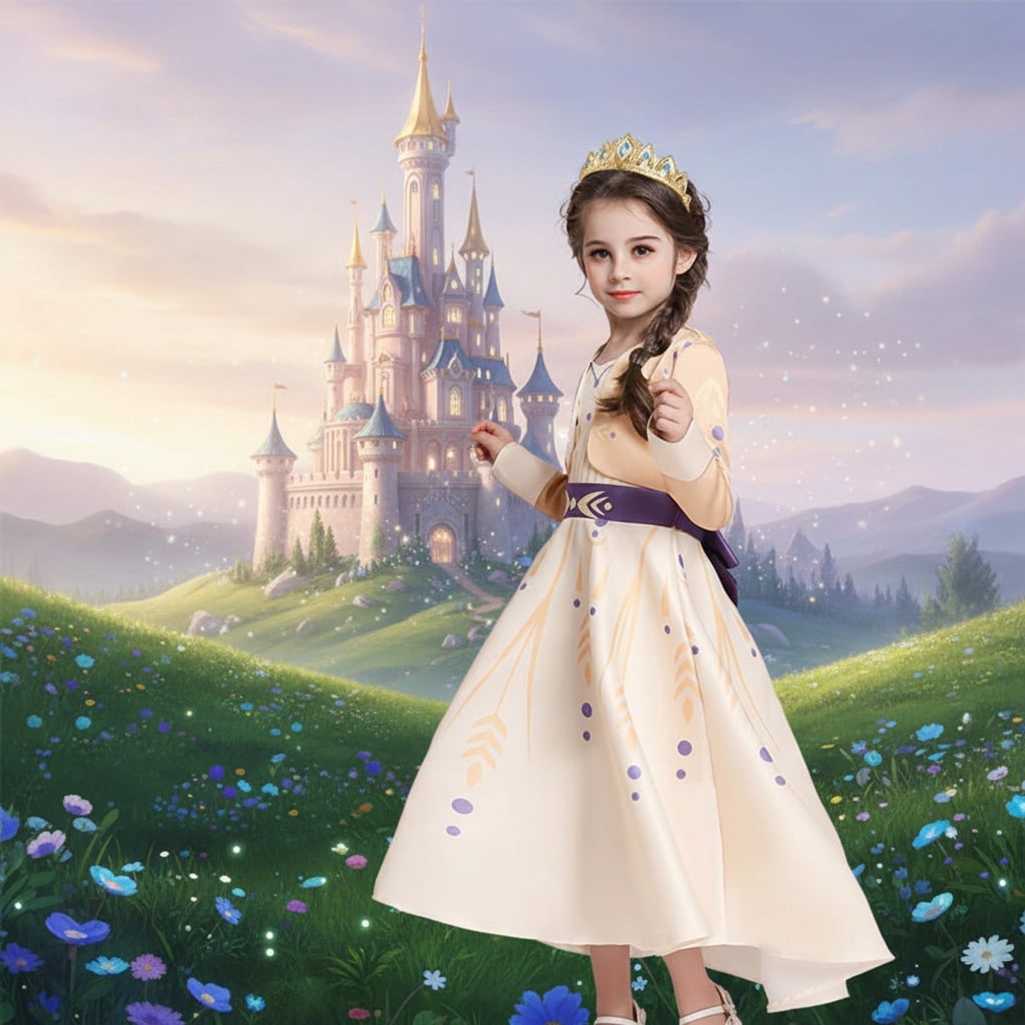 Kids' Princess Costume For Halloween Up With Tiara And Scepter Games All Included - Image 1