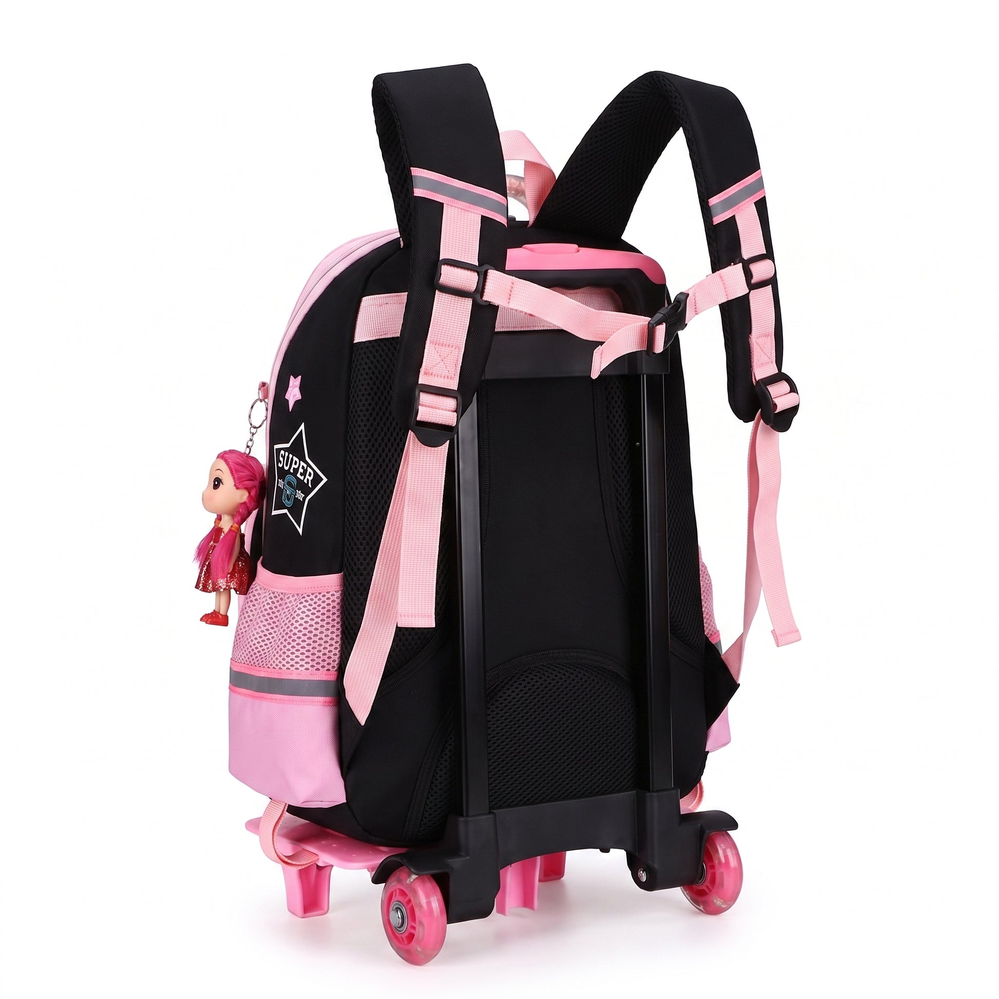 School Bag Childrens Rolling Backpack Wheeled Detachable - angle