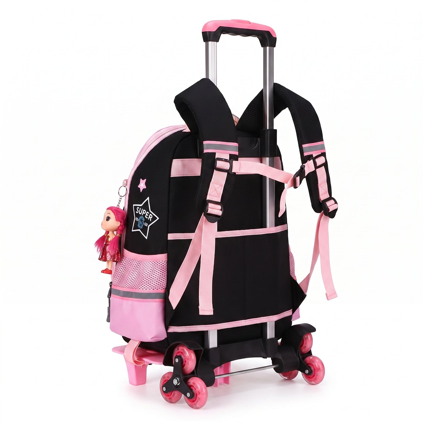 School Bag Childrens Rolling Backpack Wheeled Detachable - angle