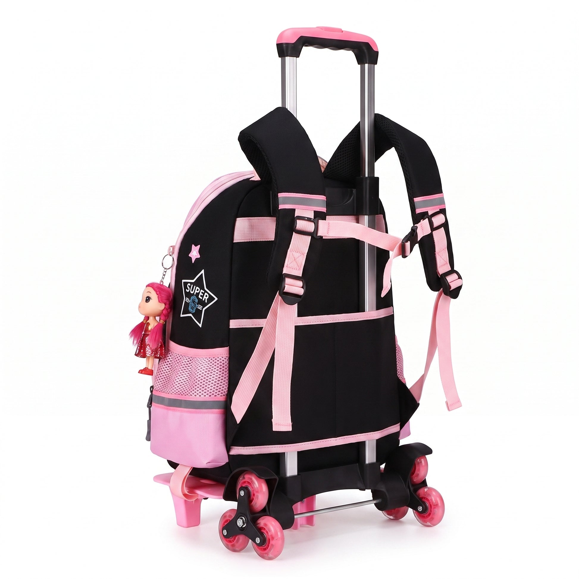 School Bag Childrens Rolling Backpack Wheeled Detachable - angle