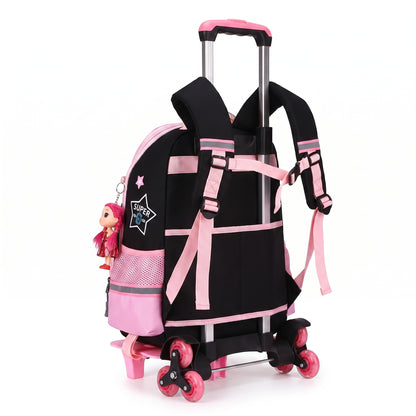 School Bag Childrens Rolling Backpack Wheeled Detachable - angle