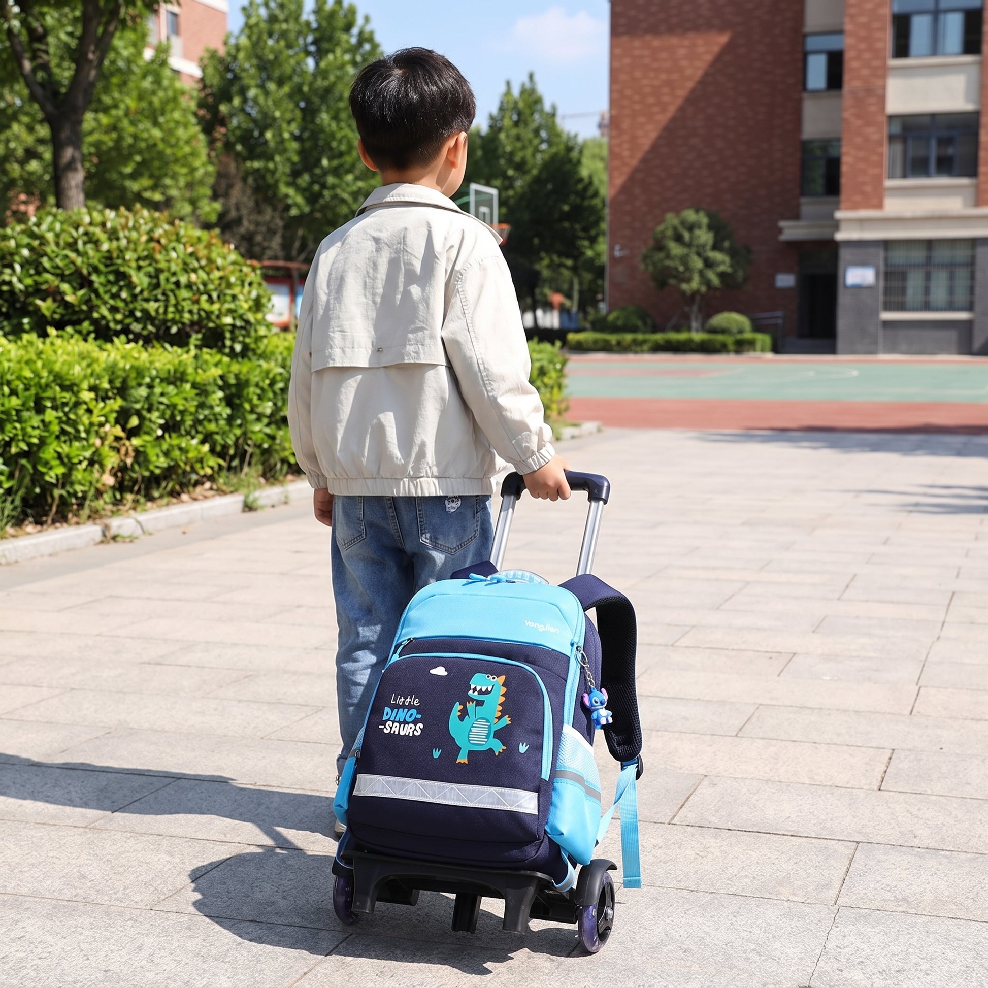 School Bag Childrens Rolling Backpack Wheeled Detachable - hero